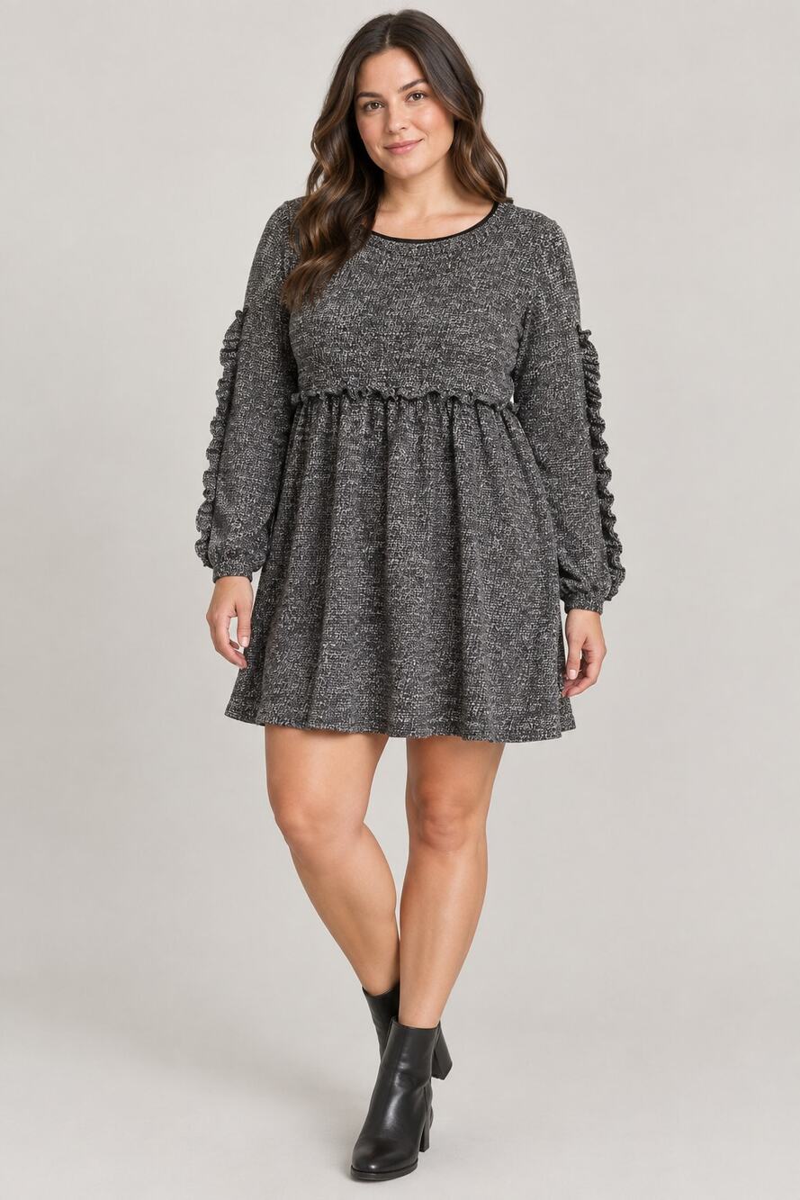 RO&DE by Anthropologie Stella Textured Marled Knit Babydoll Sweater Dress XL